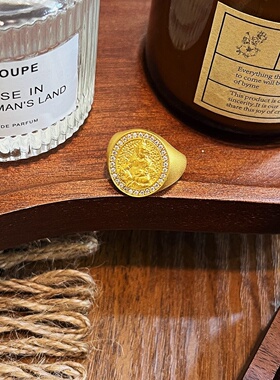 千夕足金9995D黄财神戒黄金戒指女款送女友七夕情人节生日礼物