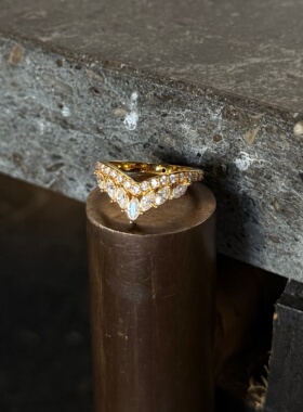 千夕足金9995D满钻皇冠戒黄金戒指女款求婚情人节生日礼物送女友