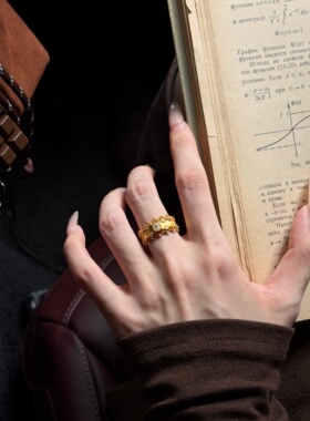 千夕足金999蕾丝花边闪钻戒黄金戒指女款送女友情人节生日礼物