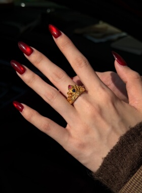 千夕足金999公主爱心皇冠黄金戒指女款七夕情人节生日礼物送女友