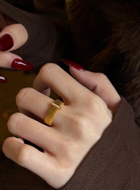 千夕足金999齿轮戒指黄金戒指女送女友七夕情人节生日礼物