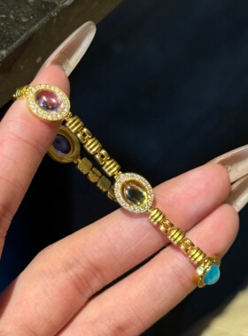 千夕 足金999宫锁珠帘手链黄金手链女款情人节生日礼物送老婆女友