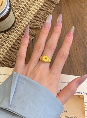 千夕足金9995D平安扣戒黄金戒指女款送女友七夕情人节生日礼物