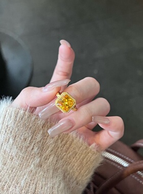 千夕 足金999黄色大方糖戒黄金戒指送女友七夕情人节新年生日礼物