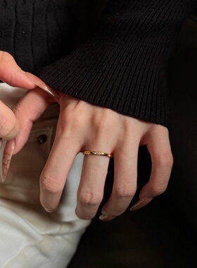 千夕足金9996D点钻简戒黄金戒指女款送女友七夕情人节生日礼物