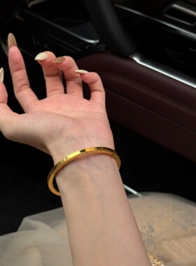 千夕 足金999猫眼碎碎冰手镯黄金手镯女款情人节生日礼物送女友