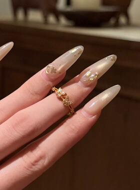 千夕足金9996D渐动粉蝶戒黄金戒指女款送女友七夕情人节生日礼物