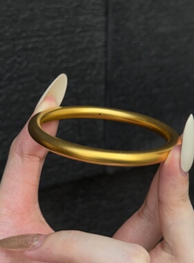 千夕 足金999圆棍素圈手镯黄金手镯女款七夕情人节生日礼物送女友