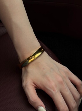 千夕 足金999宽版镜面手镯黄金手镯女款情人节生日礼物送女友