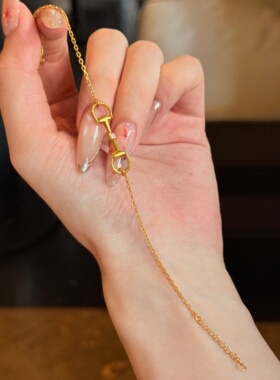 千夕 足金999马衔扣手链黄金手链女款情人节生日礼物送老婆女友