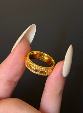 千夕足金999点钻浮光戒黄金戒指女款送女友七夕情人节生日礼物