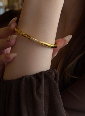 千夕 足金999繁星点点手镯黄金手镯女款情人节生日礼物送女友老婆