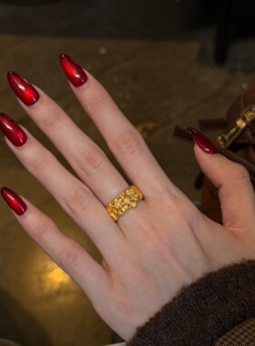 千夕足金999喜鹊登梅黄金戒指硬金女款七夕情人节生日礼物送女友