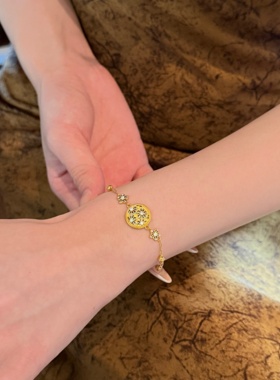 千夕 足金999鎏彩东方韵手链黄金手链女款情人节生日礼物送女友