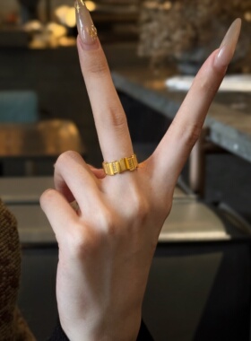 千夕足金9995D不规则拉丝戒黄金戒指女款送女友情人节生日礼物