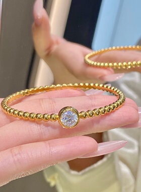 千夕 足金9995G泡泡手镯黄金手镯女款情人节生日礼物送女友老婆