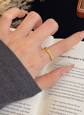 千夕足金999点钻鼓纹戒黄金戒指女款送女友七夕情人节生日礼物