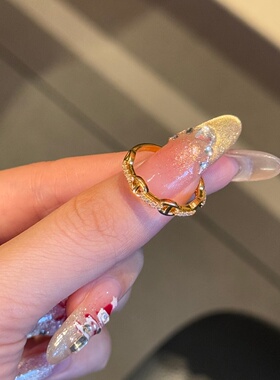 千夕足金9996D镶嵌猪鼻戒黄金戒指女款求婚情人节生日礼物送女友