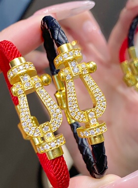 千夕 足金999马蹄情侣手链黄金手链女款情人节生日礼物送老婆女友