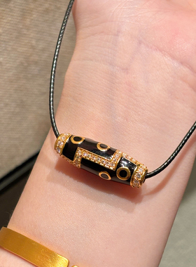 千夕 足金999珐琅天珠黄金吊坠女款情侣情人节七夕生日礼物送女友