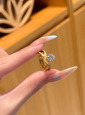 千夕 足金999鸽子蛋V戒黄金戒指女款求婚情人节生日礼物送女友