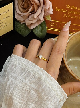 千夕足金9996D竹节钻戒黄金戒指女款送女友七夕情人节生日礼物