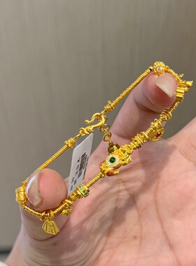 千夕 足金999多宝盘缠手链黄金手链女款情人节生日礼物送老婆女友