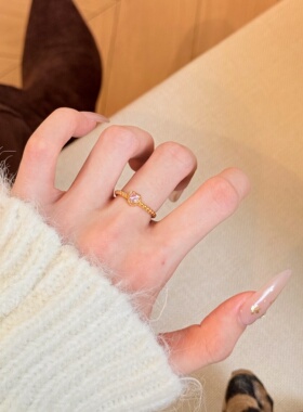 千夕足金9996D点钻爱心戒黄金戒指女款送女友七夕情人节生日礼物