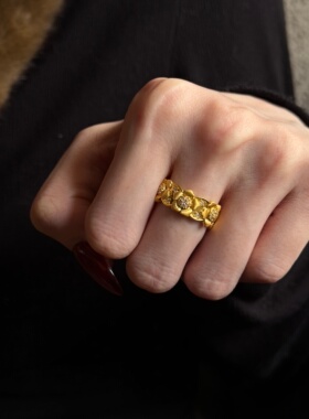 千夕足金999春暖花开戒黄金戒指女款七夕情人节生日礼物送女友