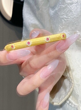 千夕 足金999拉丝红宝手镯黄金手镯女款情人节生日礼物送女友老婆