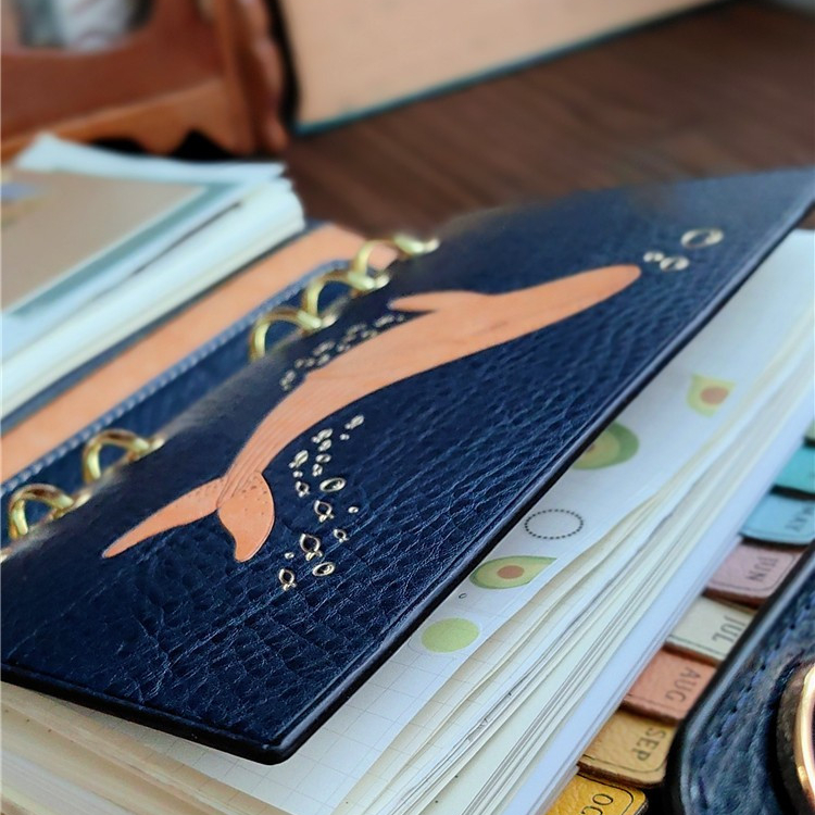 原创【海深时见鲸】高定lux皮活页手帐A5A6A7A8A9TN标准护照 - 图0