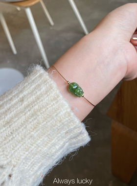 绿碧玺貔貅细镯天然招财简约手链