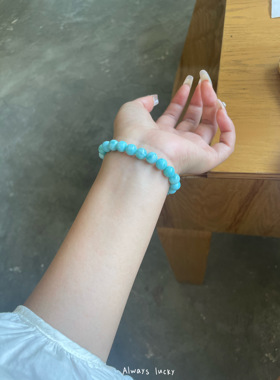 精品天然薄荷蓝海纹石拉利玛手串