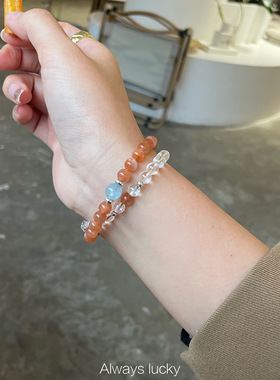 金太阳白水晶原创设计简约手链女