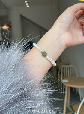 和田玉珍珠手链天然简约小清新