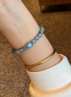 天然玉化蓝晶石猫眼手串设计手链