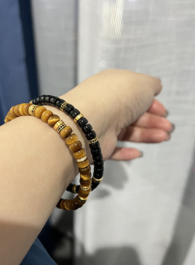 【秘境珠宝】守护·原创能量文玩稳定气场黑尖晶手串手环