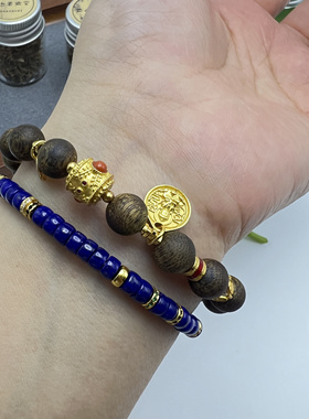 【秘境珠宝】天然青金石药片珠手串单圈4mm