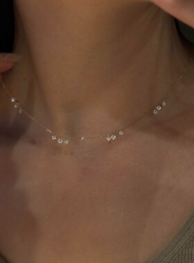 Earth's poetry小水滴闪钻项链春夏仙女精致通勤锁骨链