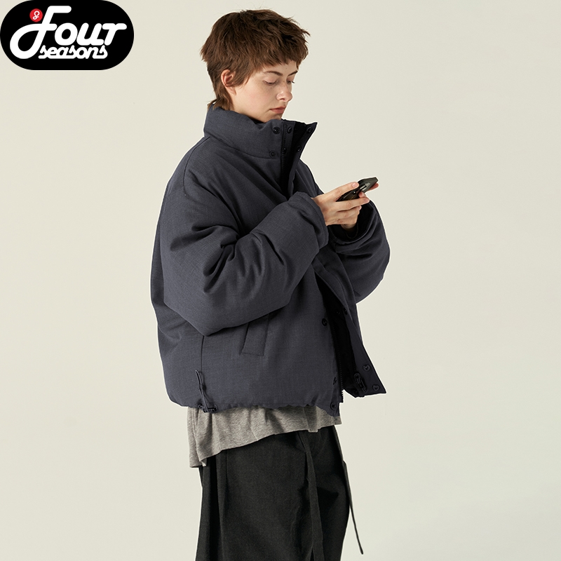 四季Epide prefab防泼羽绒服夹克双面穿极简老钱风廓形羊毛厚保暖 - 图0