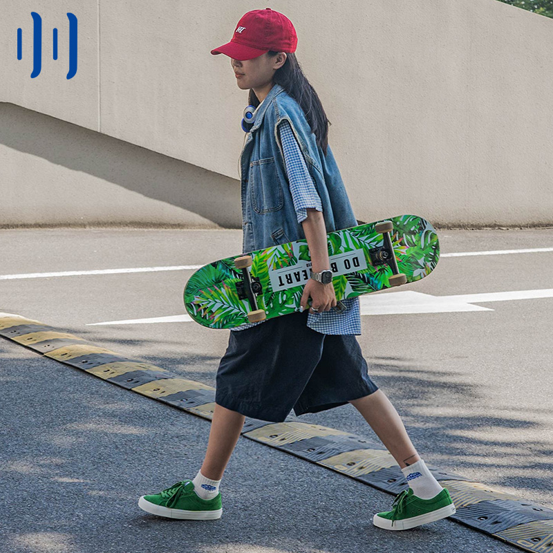 顽刻Ollieskate森林绿色翻毛皮低帮透气休闲05专业男女国潮滑板鞋