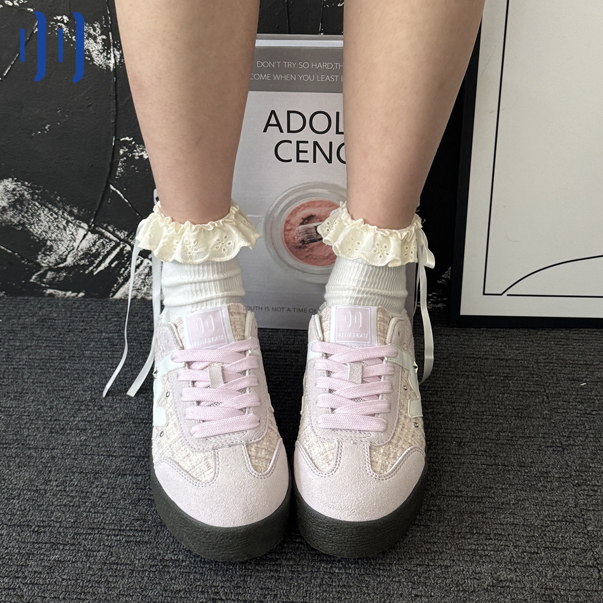 顽刻ollieskate香芋紫小香风配色生胶底W系列男女国潮德训滑板鞋,淘宝优惠券,粉丝福利购,淘宝优惠卷