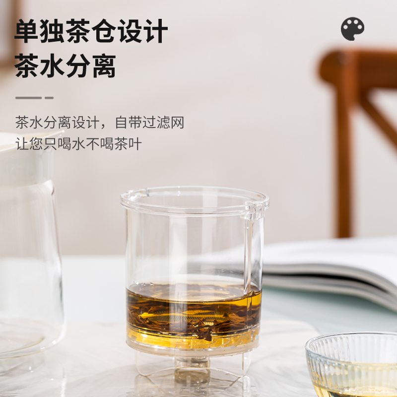 玻璃泡茶壶透明耐高温家用装水容器办公室加厚高级茶杯花茶壶套装-图0