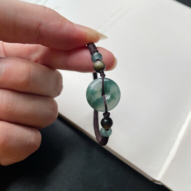 纯手工编织天然翡翠平安扣手绳个性质感气质手链