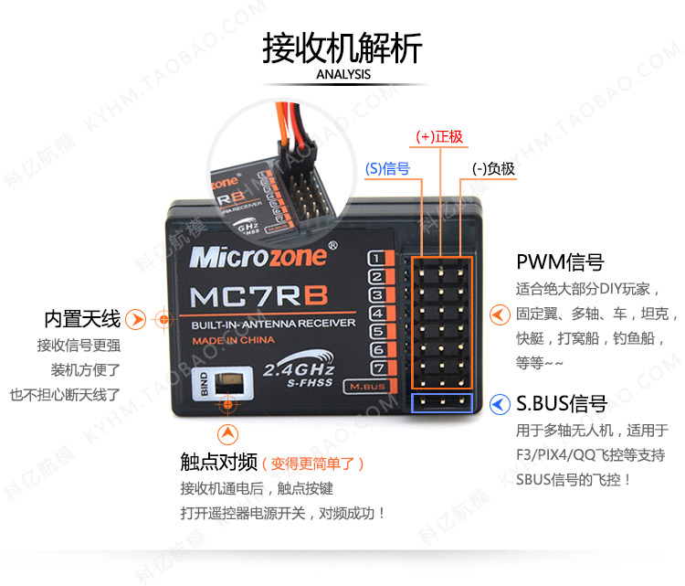 迈克遥控器接收机MC7RB MC6RE E6R-E自稳 MC8RE E7R E7-GPS航模 - 图1