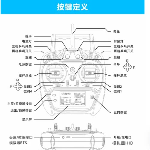 天地飞ET08A遥控器8通道RF206S接收机航模固定翼车船穿越机发射机 - 图2