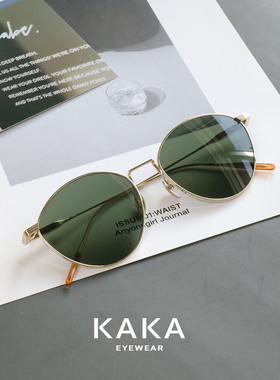 kaka超轻复古墨镜纯钛男女士近视变色带度数防紫外线开车方圆脸