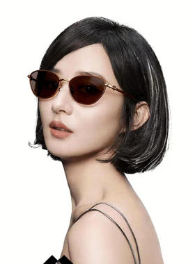 kaka猫眼茶色墨镜女超轻金偏光方圆脸赵丽颖明星同款近视可配度数