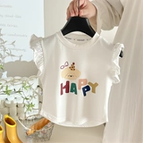 Милая майка топ для девочек, летняя летняя одежда, футболка с коротким рукавом, короткий рукав, в западном стиле