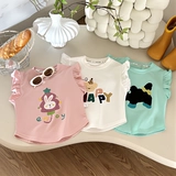 Милая майка топ для девочек, летняя летняя одежда, футболка с коротким рукавом, короткий рукав, в западном стиле